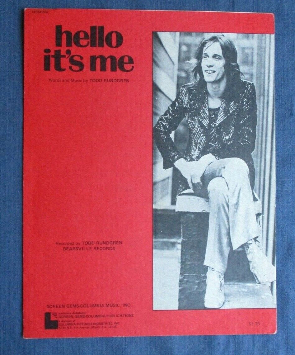 Hello It's Me Sheet Music 1968 Todd Rundgren Piano Guitar Vocal Screen Gems Pub