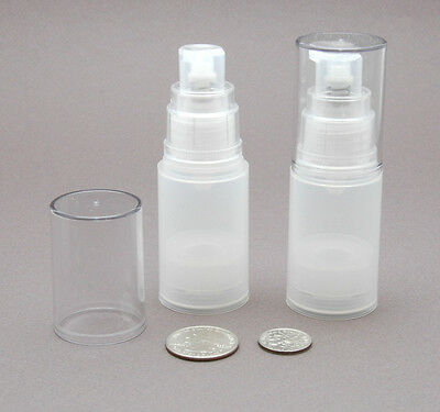 2 Sm Empty Refillable Airless Lotion Treatment Pump Cosmetic Bottles 15ml /0.5oz